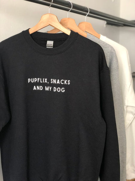 PUPFLIX, SNACKS AND MY DOG - SUDADERA - KINADOGS